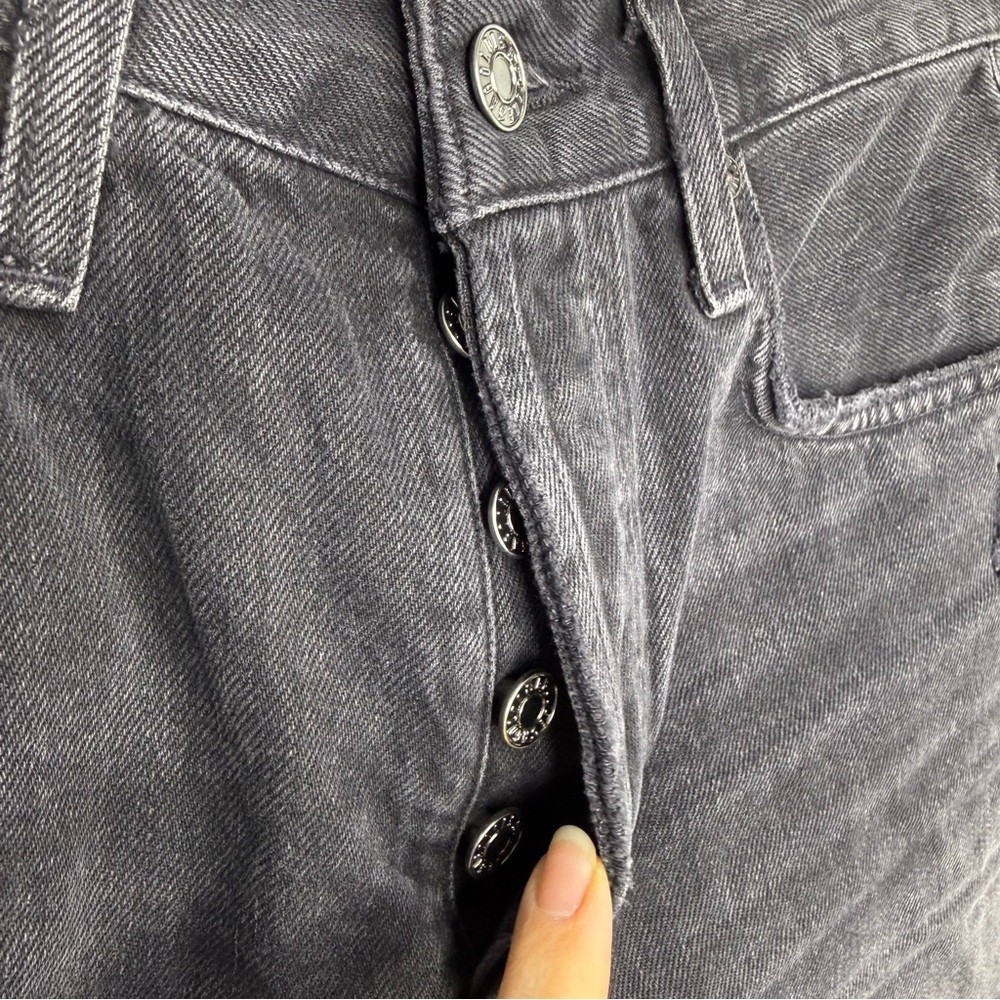 AGOLDE Riley Black Vortex Distressed Denim High Rise Shorts - Picture 5 of 7